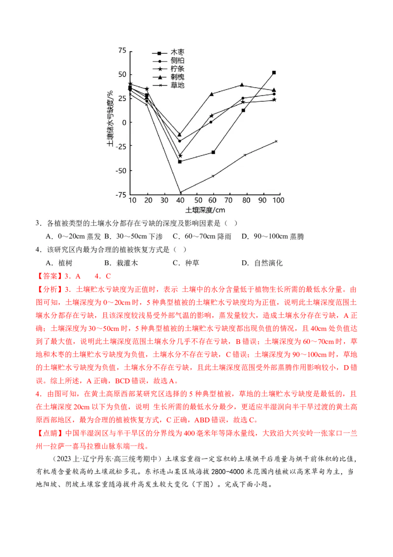 专题06自然地理环境的整体性与差异性（含生物与环境、冻土）（练习）（解析版）_9.2025地理总复习_2024年新高考资料_2.2024二轮复习_2024年高考地理二轮复习讲练测（新教材新高考）