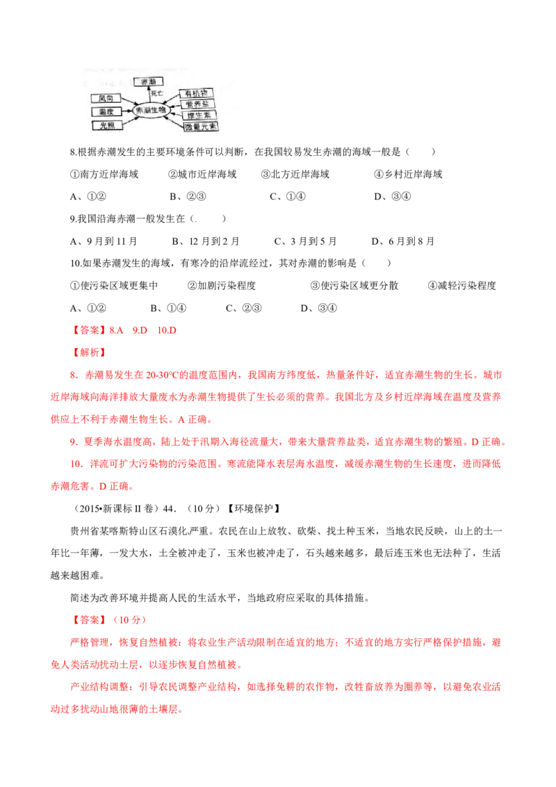 专题17环境保护解析版_9.2025地理总复习_2023年新高考复习资料_专项复习_十年高考真题地理分项解析_十年高考真题地理分项解析（第13-17专题）
