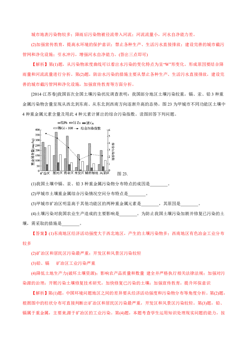 专题17环境保护解析版_9.2025地理总复习_2023年新高考复习资料_专项复习_十年高考真题地理分项解析_十年高考真题地理分项解析（第13-17专题）