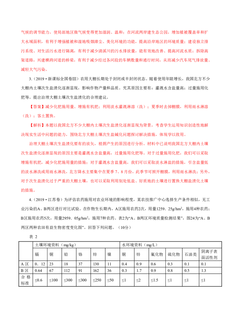 专题17环境保护解析版_9.2025地理总复习_2023年新高考复习资料_专项复习_十年高考真题地理分项解析_十年高考真题地理分项解析（第13-17专题）