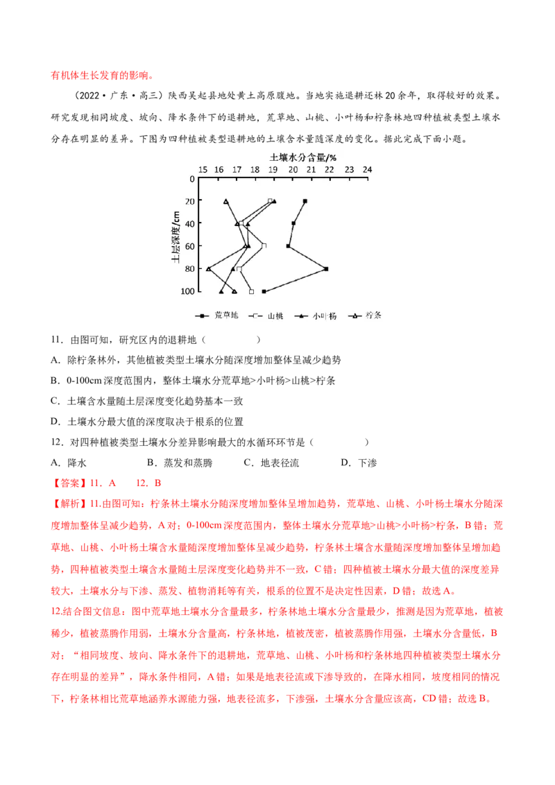 专题09植被与土壤-备战2023年高考地理一轮复习精讲精练（解析版）_9.2025地理总复习_赠品通用版（老高考）复习资料_一轮复习_备战2023年高考地理一轮复习精讲精练