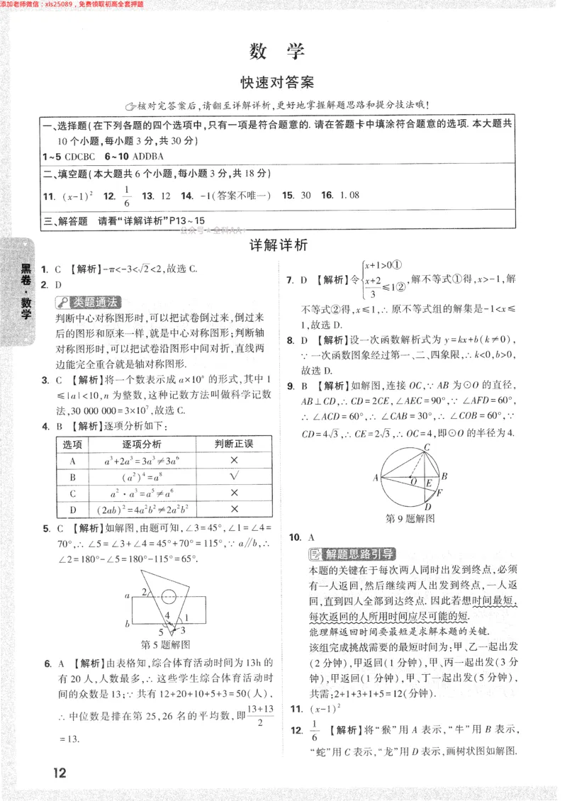 2025《万唯中考&bull;长沙黑白卷》答案详解详析_初中资料合集_2025《万唯中考&bull;黑白卷》多地方版（更30省）_2025《万唯中考&bull;黑白卷》7科全套（长沙）