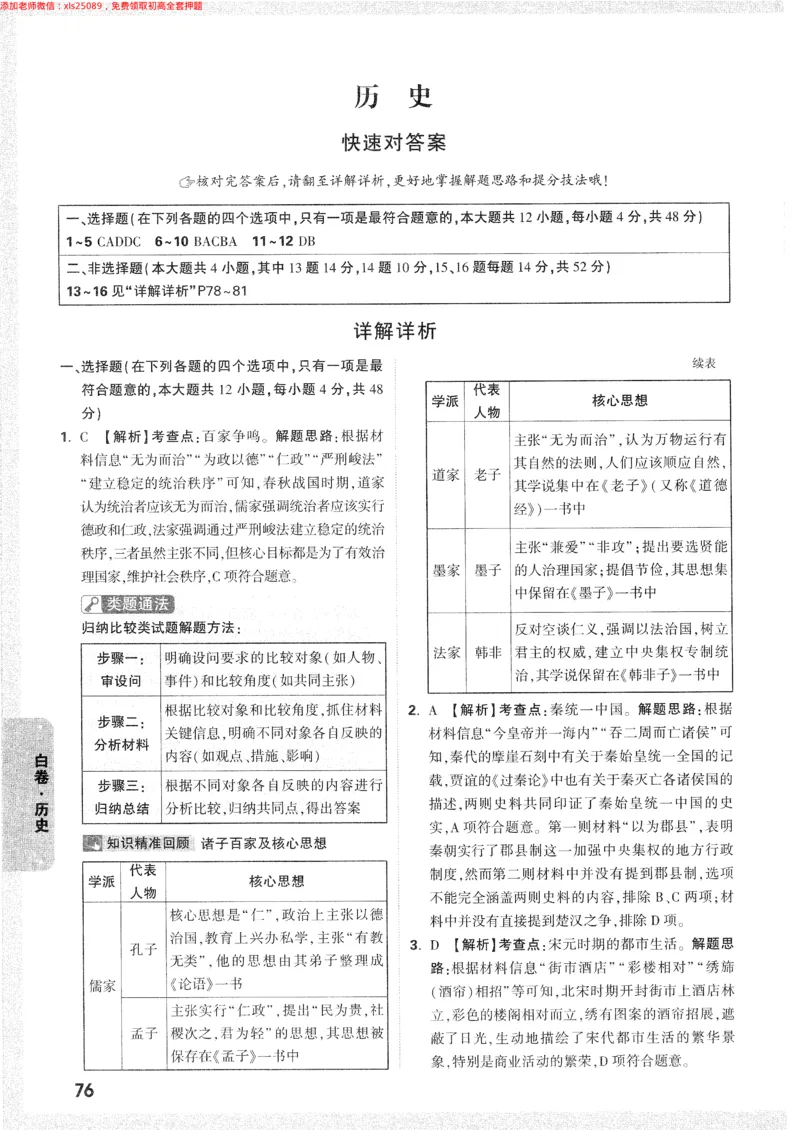 2025《万唯中考&bull;长沙黑白卷》答案详解详析_初中资料合集_2025《万唯中考&bull;黑白卷》多地方版（更30省）_2025《万唯中考&bull;黑白卷》7科全套（长沙）