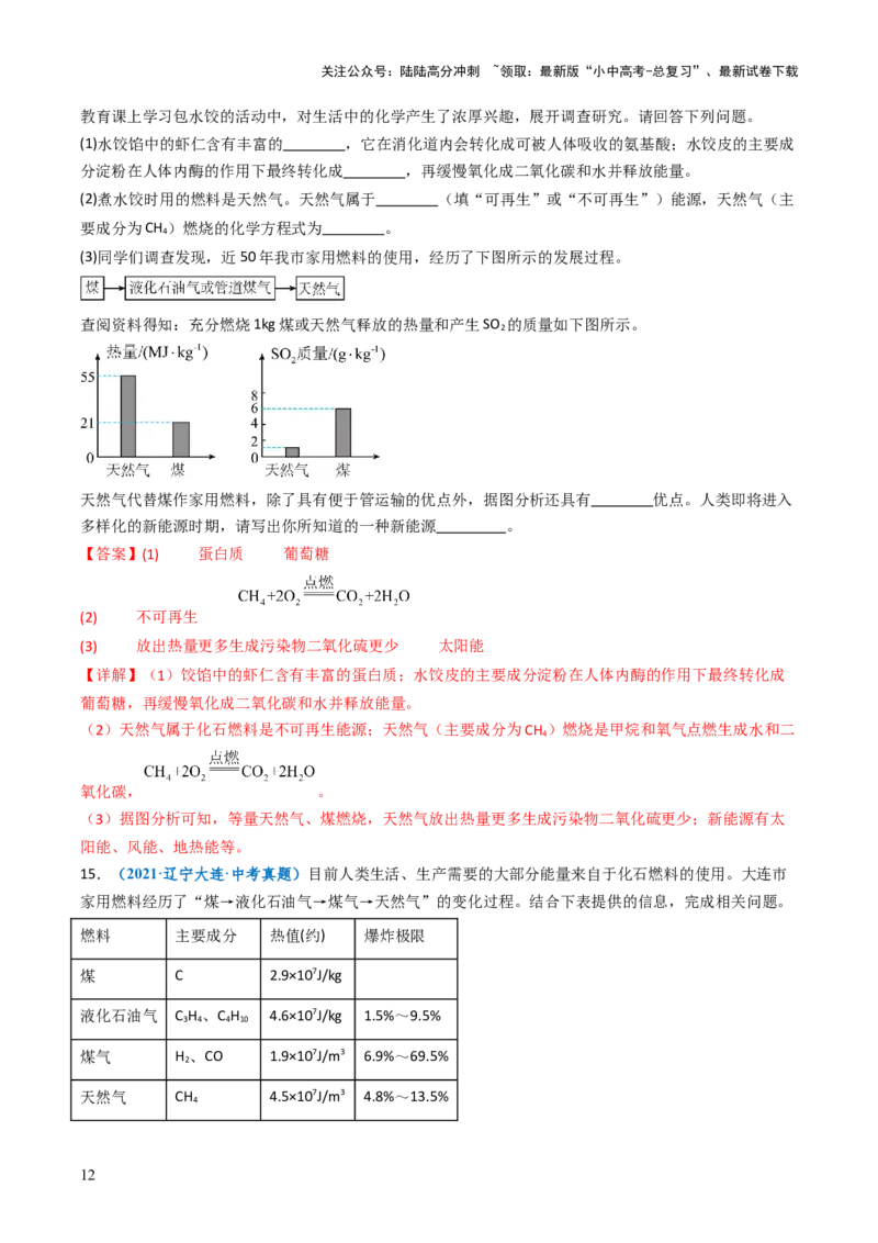 跨学科实践活动06调查家用燃料的变迁与合理使用（解析版）_02中考总复习（2026版更新中）_05-化学-中考总复习_2025年中考复习资料_跨学科实践备战2025年中考化学命题专项突破