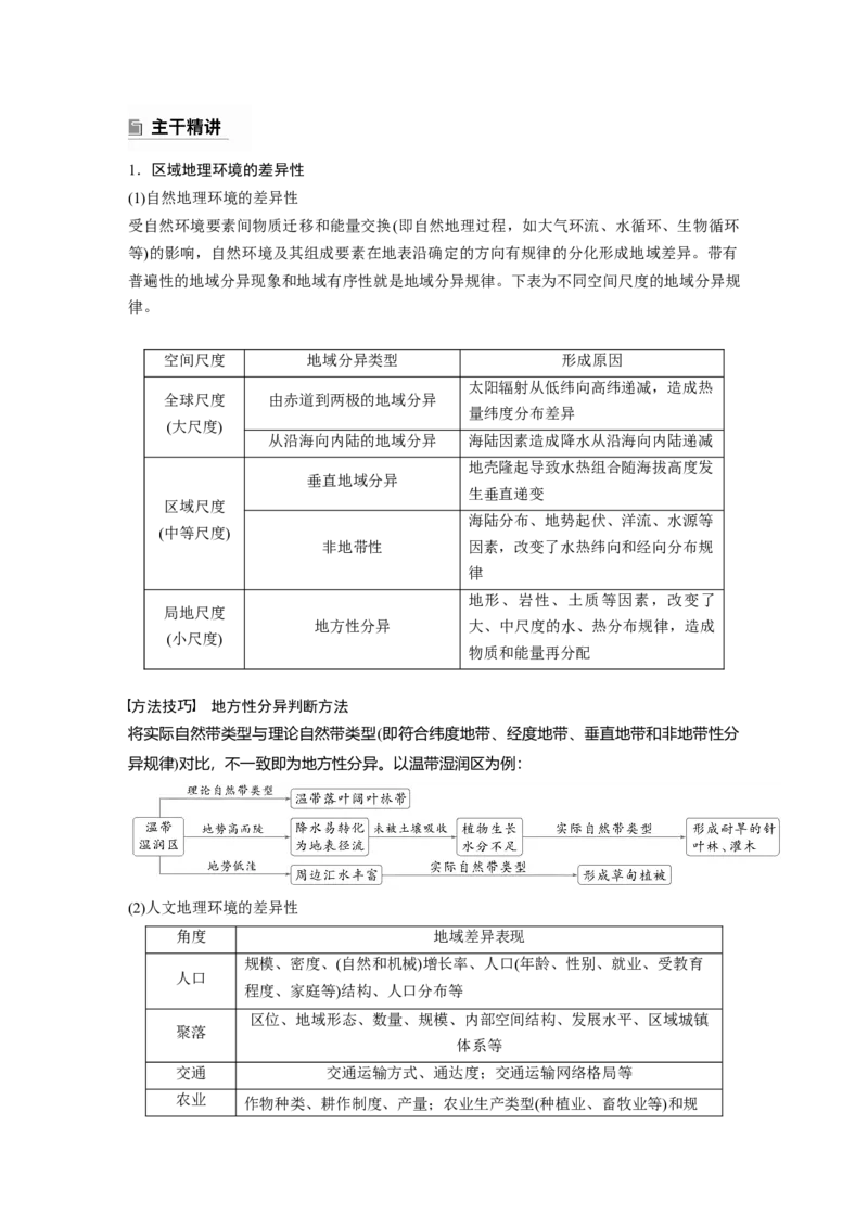 2025年高考地理二轮复习配套讲义通用版专题1　主题2　区域差异性_9.2025地理总复习_2025年新高考资料_二轮复习_2025年高考地理二轮复习配套讲义通用版（解析版）
