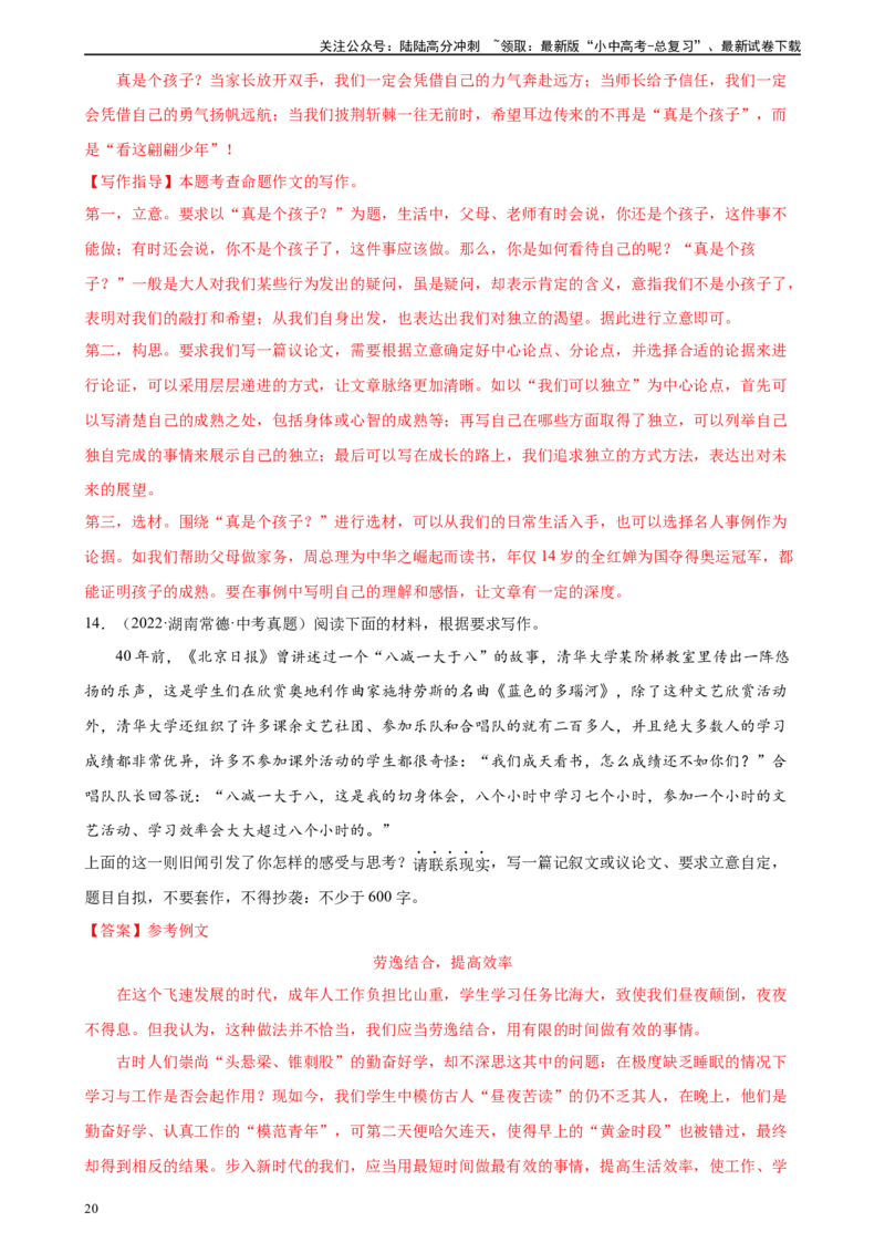 第45讲议论文写作（练习）-2024年中考语文一轮复习讲练测（全国通用）（解析版）_02中考总复习（2026版更新中）_01-语文-中考总复习_2024年中考资料_一轮复习_2024一轮复习课件+讲义+练习