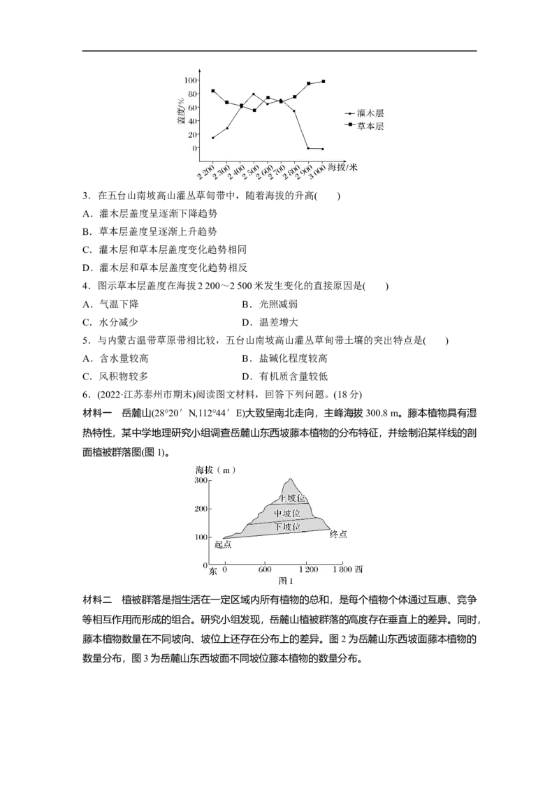 专题5考点练3　垂直地域分异规律_9.2025地理总复习_赠品通用版（老高考）复习资料_二轮复习_2023年高考地理二轮复习讲义+课件（全国版）_2023年高考地理二轮复习讲义（全国版）