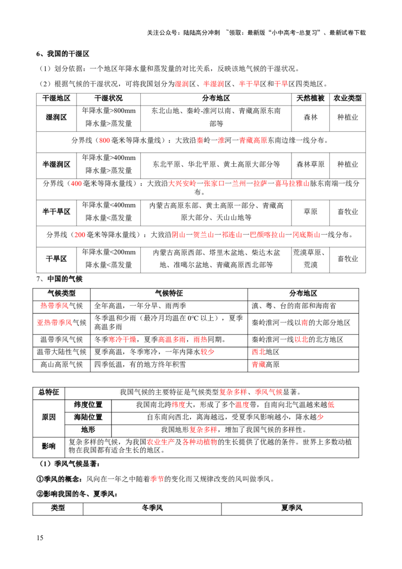 阶段背记06中国地理概况（晨读晚默）（答案版）_02中考总复习（2026版更新中）_09-地理-中考总复习_2024年中考复习资料_一轮复习_❤2024年中考地理一轮复习讲练测（全国通用）_晨读晚默