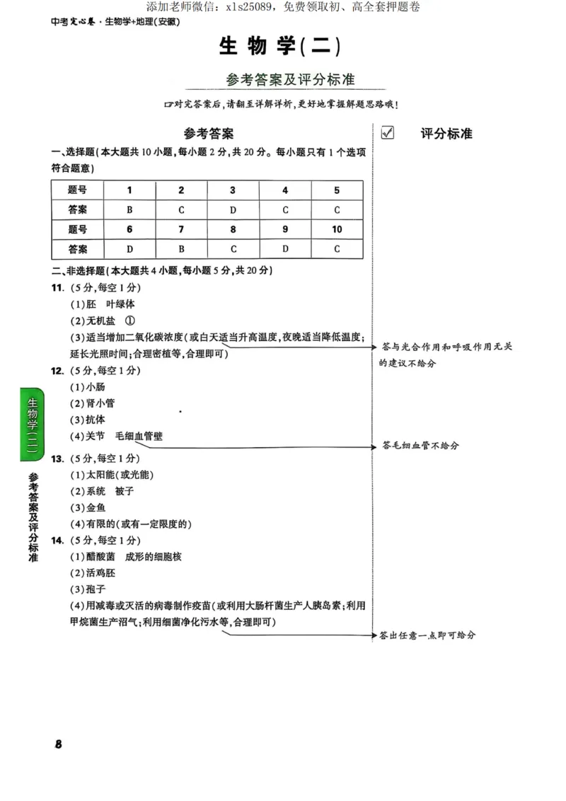 万唯地理生物定心卷答案详解_00_初中资料合集_万唯2025版万唯中考《定心卷》地生-实时更新（已更2省，新增安徽、福建）_2025万唯中考《定心卷》地生（安徽）
