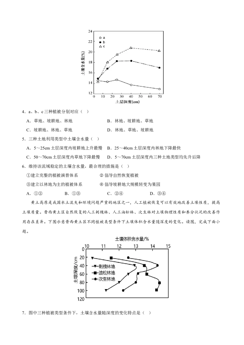 土壤-2023年高三地理二轮小专题练习（新课标）（原卷版）_9.2025地理总复习_2023年新高考复习资料_二轮复习_寒假小练2023年高三地理二轮小专题练习（新课标）291470456