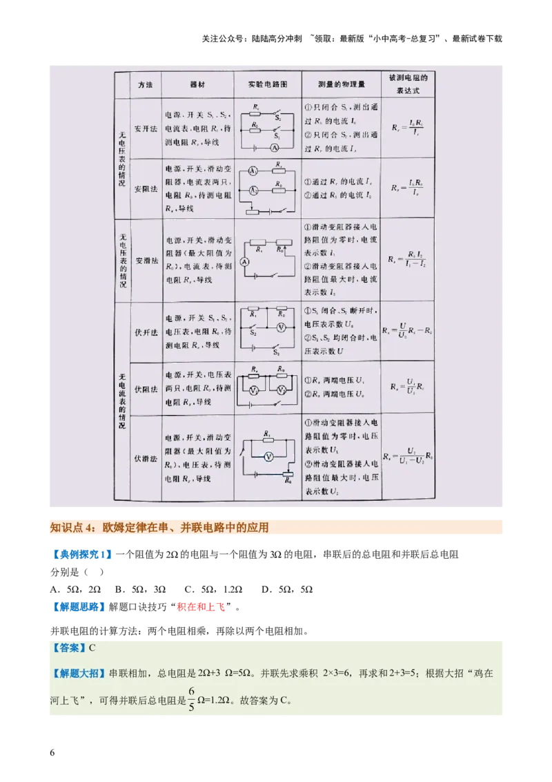 通关09电路故障、欧姆定律-备战2024年中考物理抢分秘籍（全国通用）（解析版）_02中考总复习（2026版更新中）_04-物理-中考总复习_2024年中考复习资料_三轮复习_第三部分考前抢分通关