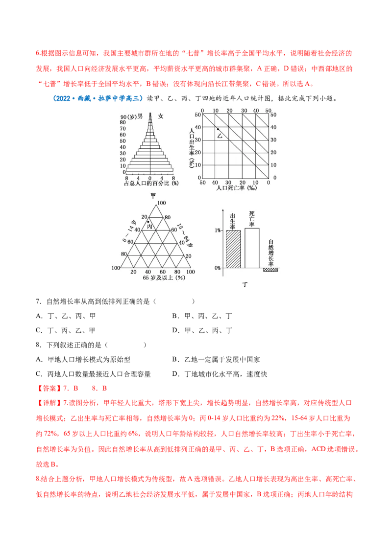 专题12人口-备战2023年高考地理一轮复习精讲精练（解析版）_9.2025地理总复习_赠品通用版（老高考）复习资料_一轮复习_备战2023年高考地理一轮复习精讲精练