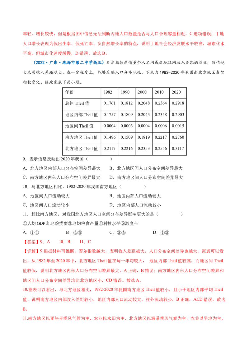 专题12人口-备战2023年高考地理一轮复习精讲精练（解析版）_9.2025地理总复习_赠品通用版（老高考）复习资料_一轮复习_备战2023年高考地理一轮复习精讲精练