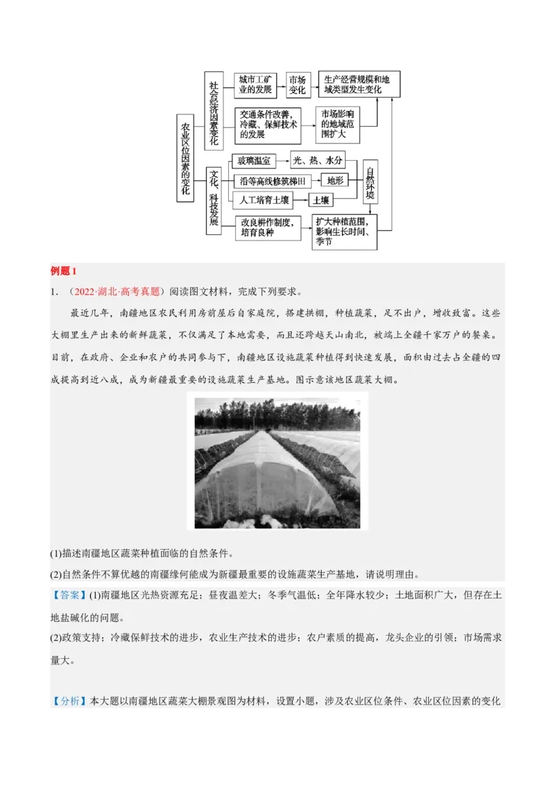 专题10农业区位综合题答题技巧(原卷版）_9.2025地理总复习_赠品通用版（老高考）复习资料_二轮复习_2023年高考地理毕业班二轮热点题型归纳与变式演练（全国通用）287360019