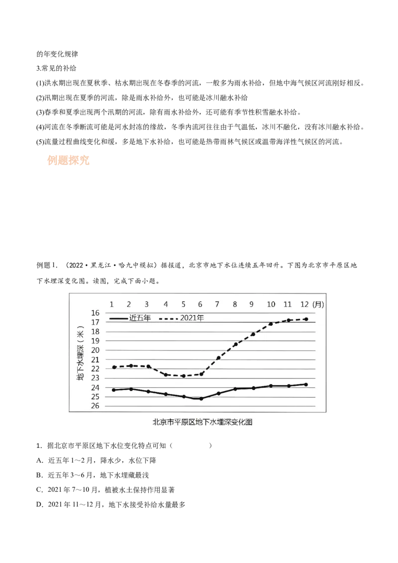 专题06水循环-备战2023年高考地理一轮复习精讲精练（解析版）_9.2025地理总复习_赠品通用版（老高考）复习资料_一轮复习_备战2023年高考地理一轮复习精讲精练
