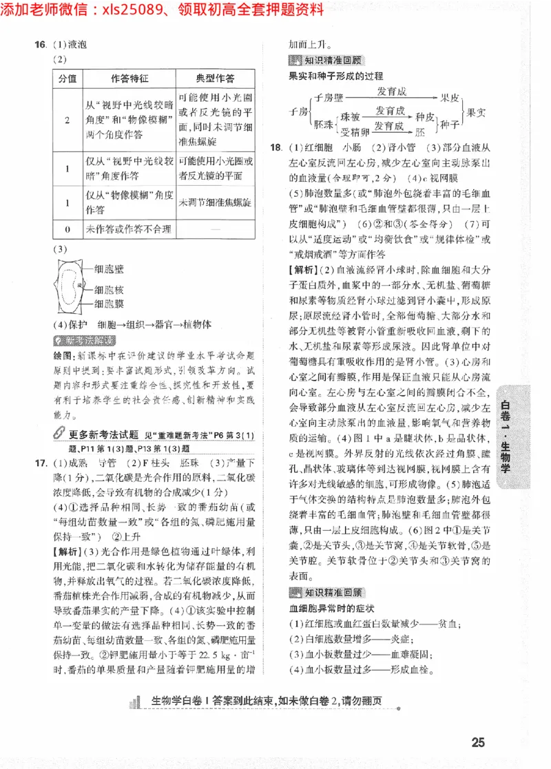 2025《万唯中考&bull;陕西黑白卷》生物白卷答案_初中资料合集_万唯2025万唯中考《黑白卷-地生》多地版本（已更12省）_2025《万唯中考&bull;黑白卷》地生（陕西）