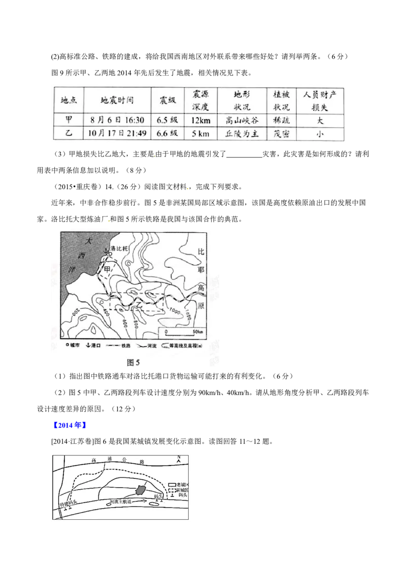 专题12交通（原卷版）_9.2025地理总复习_2023年新高考复习资料_专项复习_十年高考真题地理分项解析_十年高考真题地理分项解析（第7-12专题）