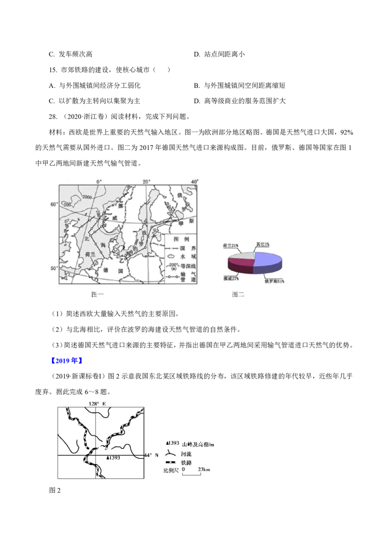 专题12交通（原卷版）_9.2025地理总复习_2023年新高考复习资料_专项复习_十年高考真题地理分项解析_十年高考真题地理分项解析（第7-12专题）