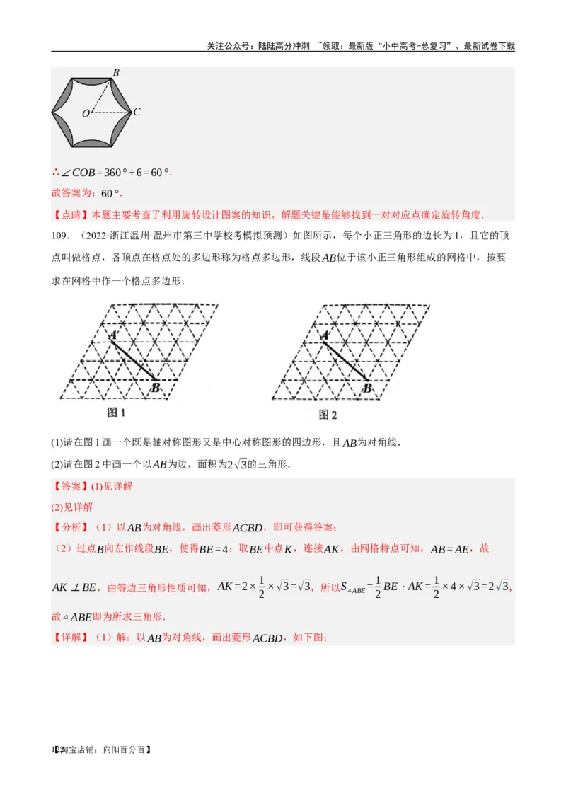 第31讲轴对称、平移、旋转（练习）（解析版）_02中考总复习（2026版更新中）_02-数学-中考总复习_2024年中考复习资料_一轮复习资料_配套练习（原卷版+解析版）_教师版（含答案解析）