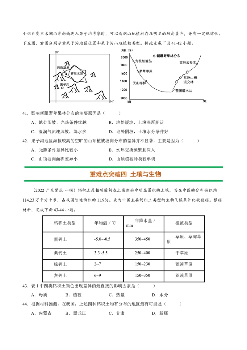 专题06整体性与差异性（原卷版）-抓重点&middot;破难点2023年高考地理二轮复习重难点突破高分训练营_9.2025地理总复习_2023年新高考复习资料_二轮复习