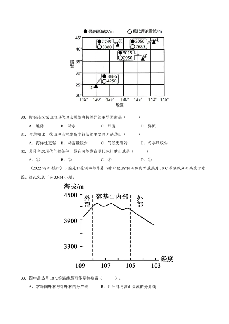 专题06整体性与差异性（原卷版）-抓重点&middot;破难点2023年高考地理二轮复习重难点突破高分训练营_9.2025地理总复习_2023年新高考复习资料_二轮复习