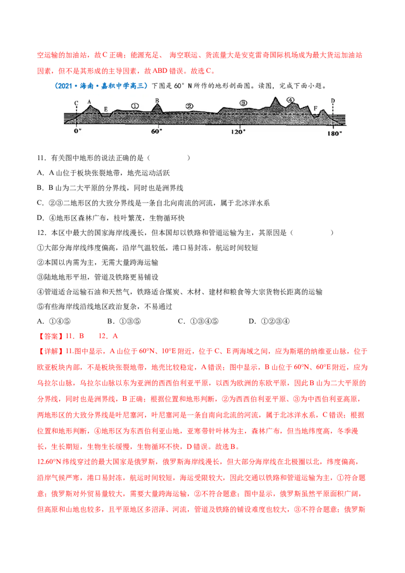 专题15交通运输-备战2023年高考地理一轮复习精讲精练（解析版）_9.2025地理总复习_2023年新高考复习资料_一轮复习_备战2023年高考地理一轮复习精讲精练