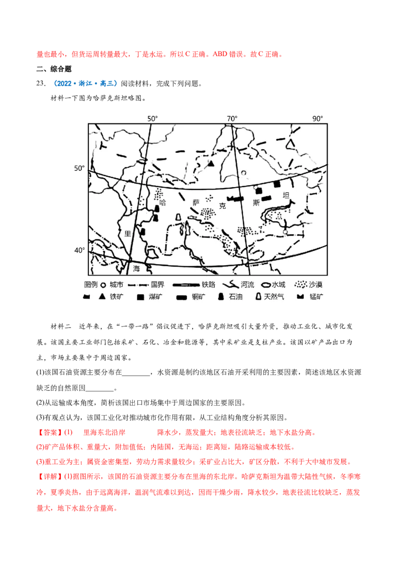 专题15交通运输-备战2023年高考地理一轮复习精讲精练（解析版）_9.2025地理总复习_2023年新高考复习资料_一轮复习_备战2023年高考地理一轮复习精讲精练