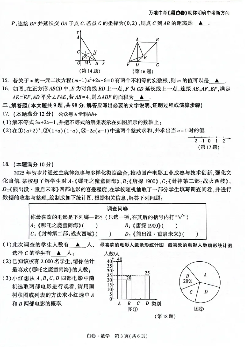 2025《万唯中考&bull;贵州黑白卷》数学白卷_初中资料合集_2025《万唯中考&bull;黑白卷》多地方版（更30省）_2025《万唯中考&bull;黑白卷》5科全套（贵州）