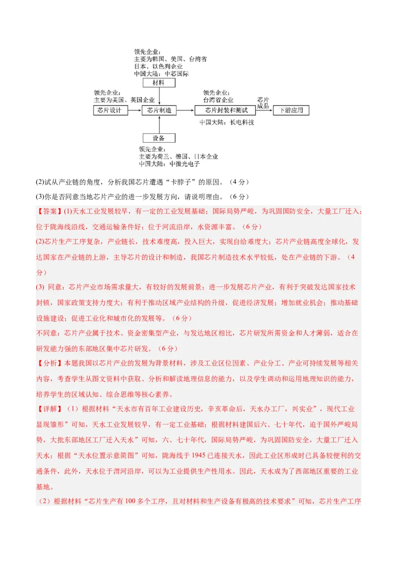 专题24中国的工业（专项训练）-必刷题2025年高考地理一轮复习区域地理专项训练（解析版）_9.2025地理总复习_2025年新高考资料_一轮复习