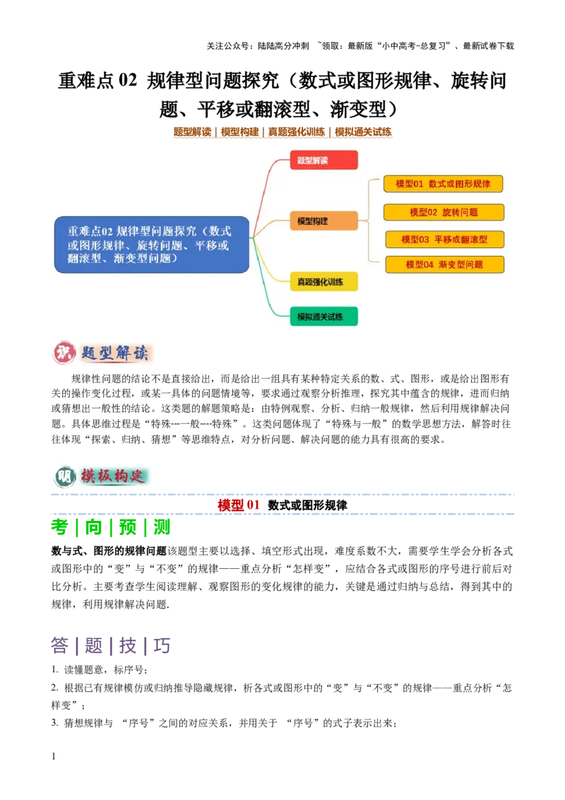 重难点02规律型问题探究（数式或图形规律，旋转型，平移或翻滚型，渐变型）（解析版）_02中考总复习（2026版更新中）_02-数学-中考总复习_2025中考复习资料_2025年中考数学答题方法模板