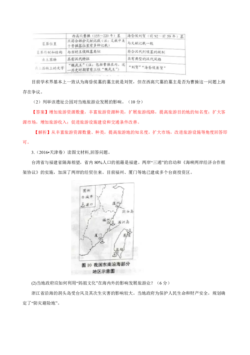 专题16旅游地理解析版_9.2025地理总复习_2023年新高考复习资料_专项复习_十年高考真题地理分项解析_十年高考真题地理分项解析（第13-17专题）
