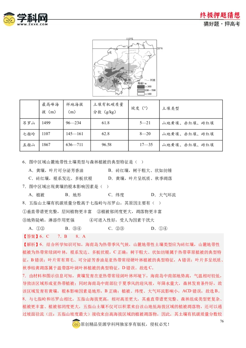 地理-2024年高考终极押题猜想（解析版）_9.2025地理总复习_2024年新高考资料_5.2024三轮冲刺_地理-2024年高考终极押题猜想