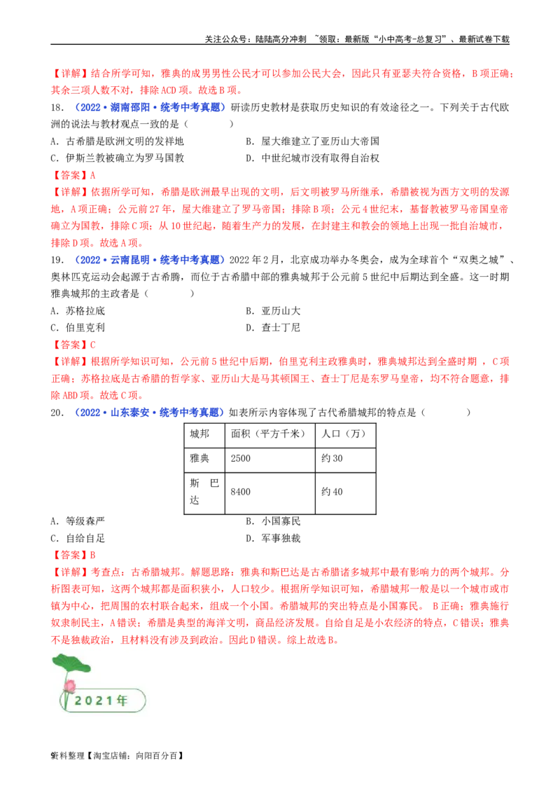 第4课希腊城邦和亚历山大帝国（解析版）_02中考总复习（2026版更新中）_06-历史-中考总复习_2024年中考复习资料_专项复习资料_完三年（2021-2023）中考历史真题分项汇编（全国通用）