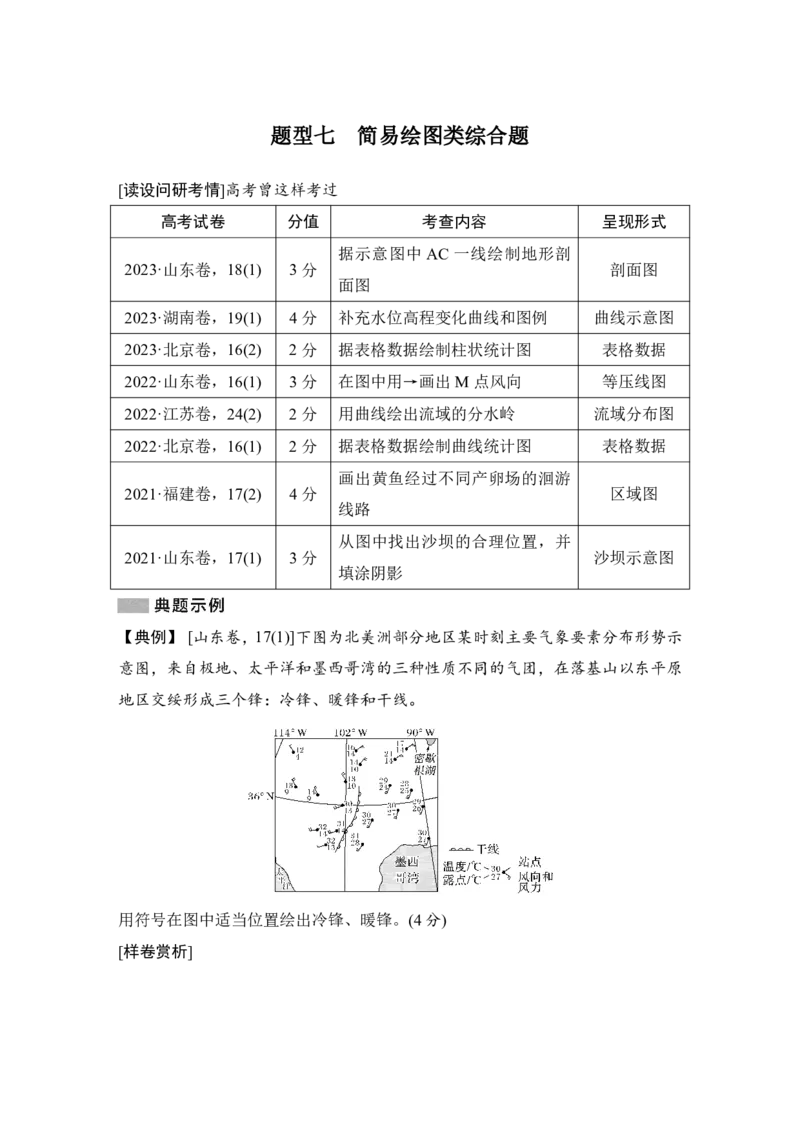 2025年高考地理综合题型高分策略题型七　简易绘图类综合题_9.2025地理总复习_2025年新高考资料_二轮复习_2025年高考地理考前增分特训