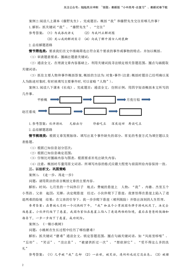 语文中考记叙文概括内容专题复习教学设计_02中考总复习（2026版更新中）_01-语文-中考总复习_2025年中考资料_备考2025中考语文二轮专项复习课件+教案+导学案