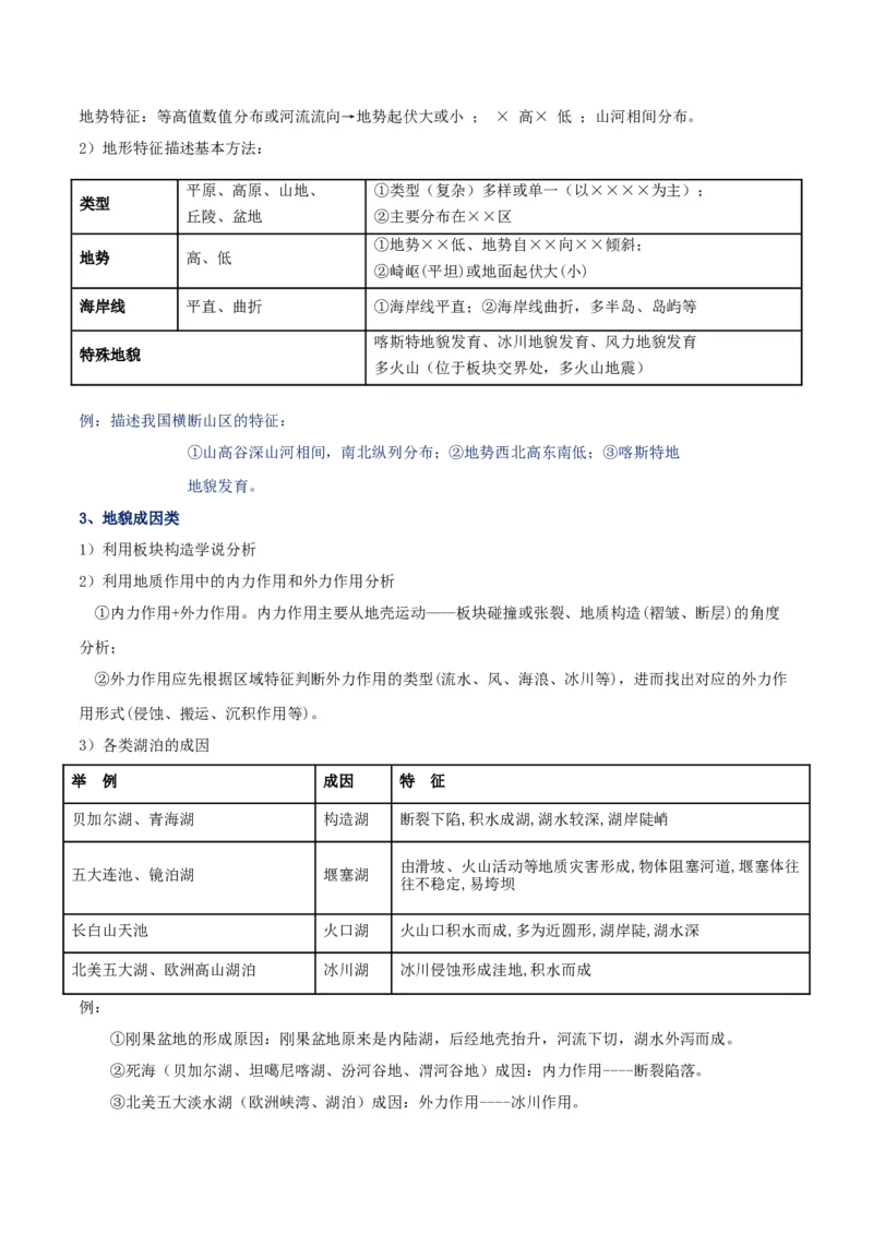 专题09地表形态的塑造-口袋书2024年高考地理一轮复习知识清单_9.2025地理总复习_2024年新高考资料_1.2024一轮复习_2024年高考地理一轮复习知识清单