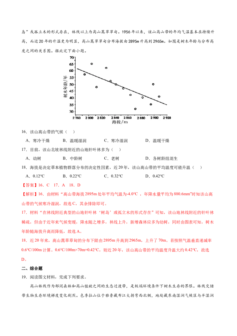 地理微考点：林线-备战2023年高考总复习地理微考点狙击与专项突破(2)_9.2025地理总复习_2023年新高考复习资料_专项复习_备战2023年高考地理总复习微考点狙击与专项测练_先导辑