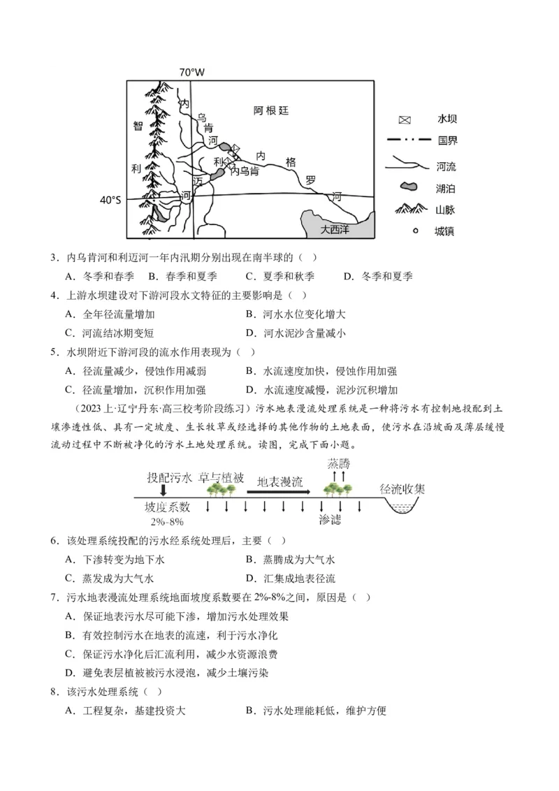专题04水体运动规律（练习）（原卷版）_9.2025地理总复习_2024年新高考资料_2.2024二轮复习_2024年高考地理二轮复习讲练测（新教材新高考）