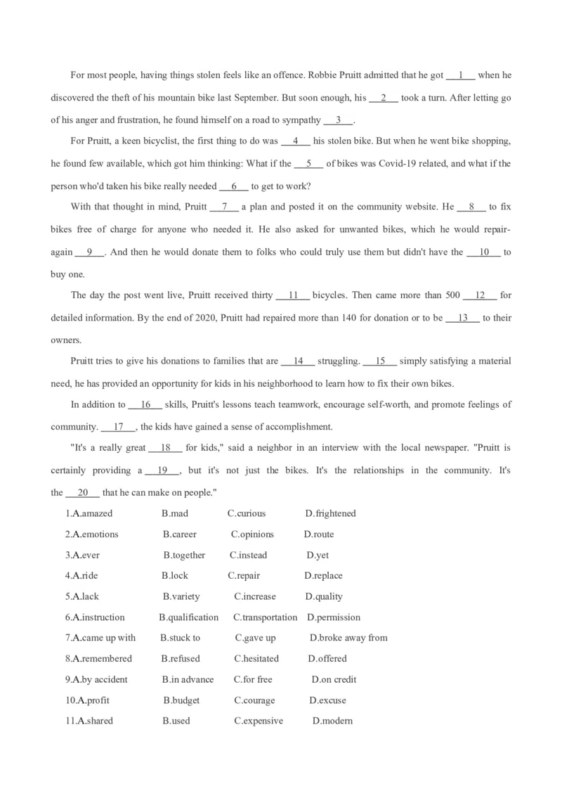 专题17夹叙夹议类完形填空（解析版）_3.2025英语总复习_2023年新高考资料_二轮复习_2023年高考英语毕业班二轮热点题型归纳与变式演练（新高考专用）288150943
