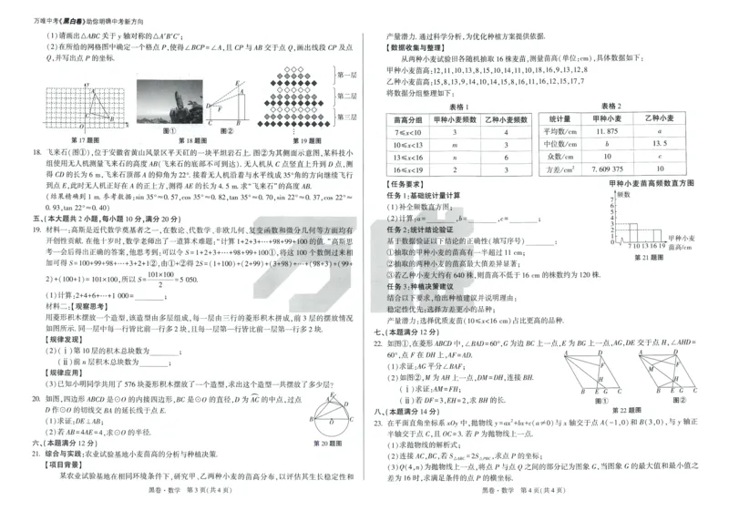 黑卷-数学_初中资料合集_2025《万唯中考&bull;黑白卷》多地方版（更30省）_2025《万唯中考&bull;黑白卷》7科全套（安徽）_2025《万唯中考&bull;黑白卷》数学、物理（安徽）_2025安徽黑白卷-数学