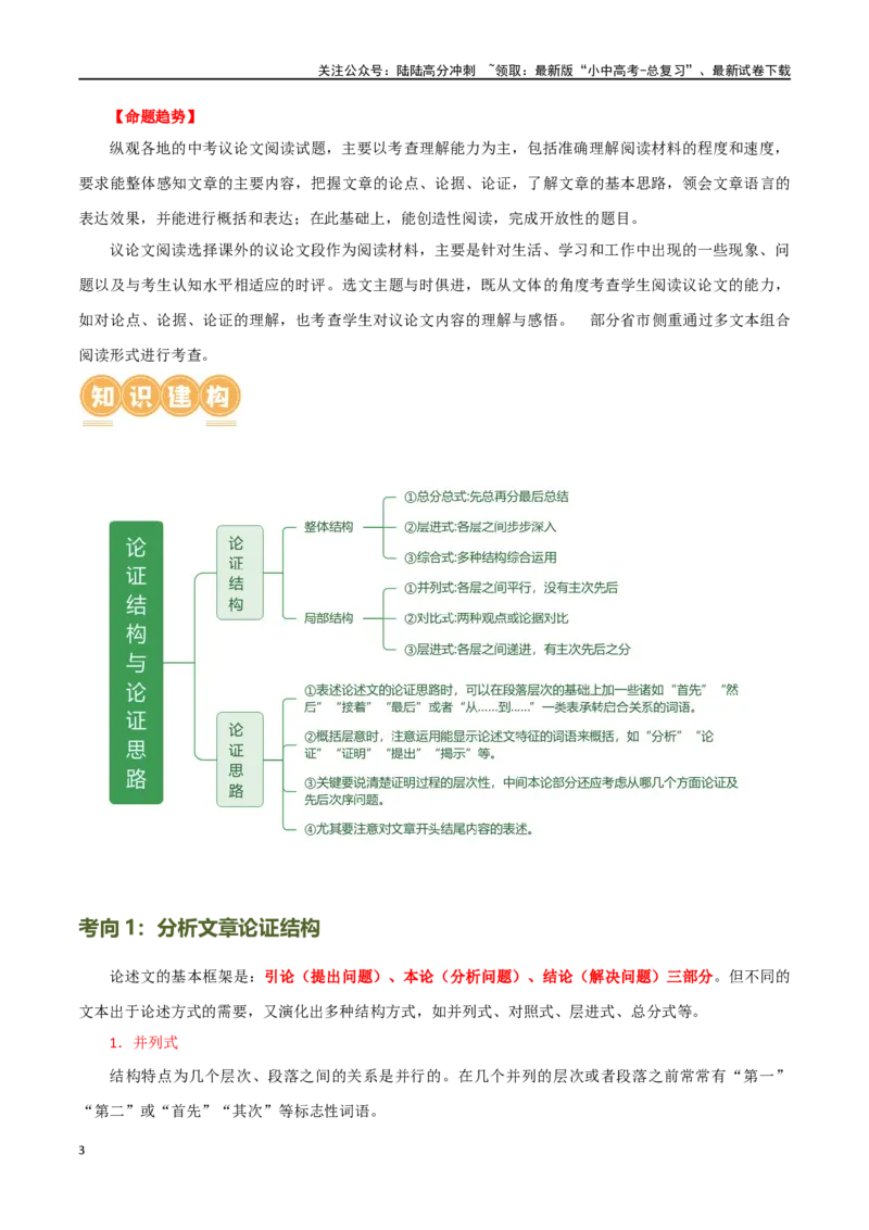 第31讲论证结构与论证思路（讲义）（原卷版）_02中考总复习（2026版更新中）_01-语文-中考总复习_2024年中考资料_一轮复习_2024一轮复习课件+讲义+练习_配套讲义（原卷版+解析版）