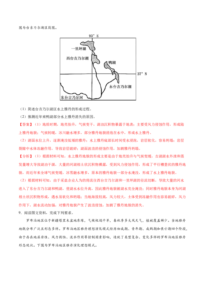 地理微考点：雅丹地貌的形成过程图-备战2023年高考总复习地理微考点狙击与专项突破_9.2025地理总复习_2023年新高考复习资料_专项复习_备战2023年高考地理总复习微考点狙击与专项测练