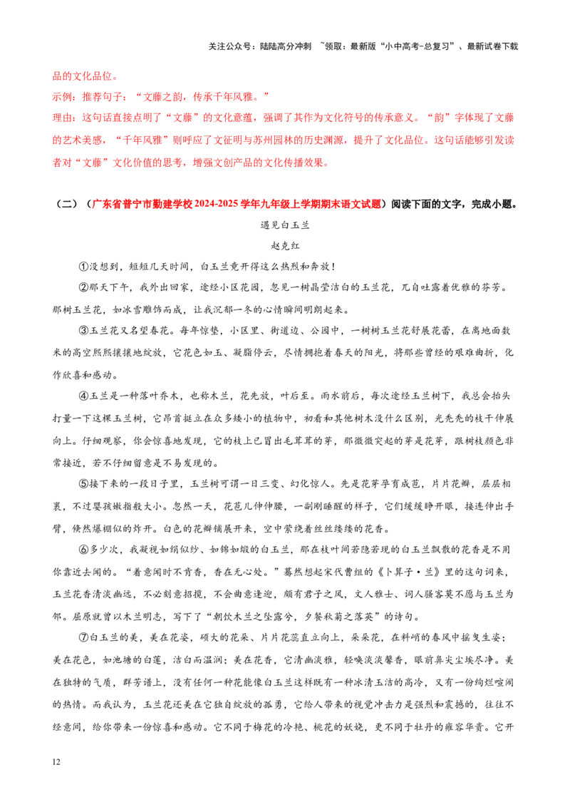重难点05散文阅读（解析版）_02中考总复习（2026版更新中）_01-语文-中考总复习_2025年中考资料_2025年中考语文二轮重点专题专练