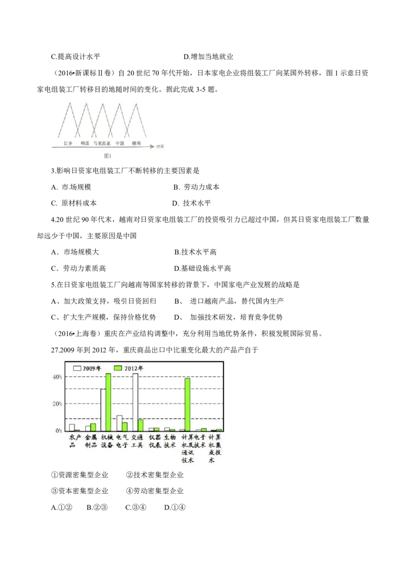 专题11工业与服务业（原卷版）_9.2025地理总复习_2023年新高考复习资料_专项复习_十年高考真题地理分项解析_十年高考真题地理分项解析（第7-12专题）