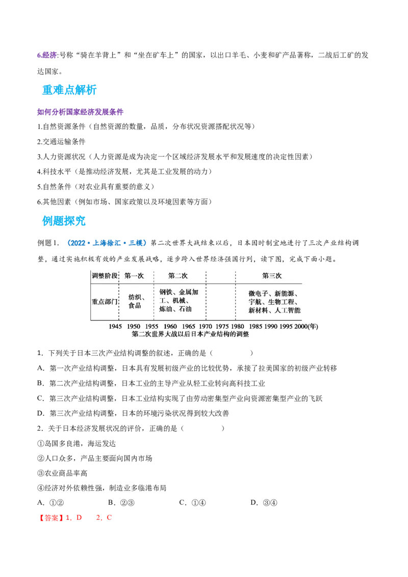 专题20世界主要国家-2022年高考一轮复习讲义（解析版）_9.2025地理总复习_2023年新高考复习资料_一轮复习_备战2023年高考地理一轮复习精讲精练