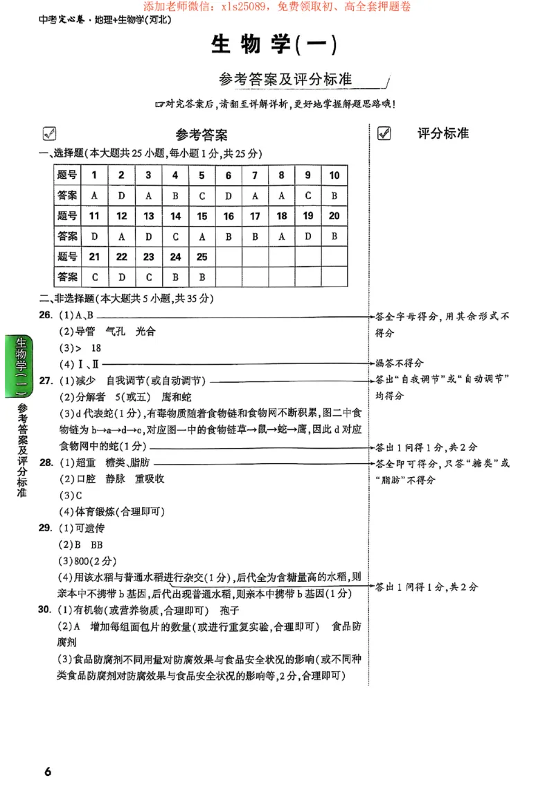 25定心卷答案_初中资料合集_万唯2025版万唯中考《定心卷》地生-实时更新（已更4省）_2025万唯中考《定心卷》地生（河北）