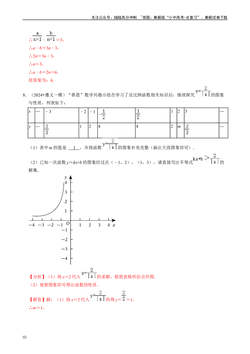 重难点05反比例函数与一次函数的综合（解析版）_02中考总复习（2026版更新中）_02-数学-中考总复习_2024年中考复习资料_三轮冲刺资料_完2024年中考数学复习冲刺过关（全国通用）