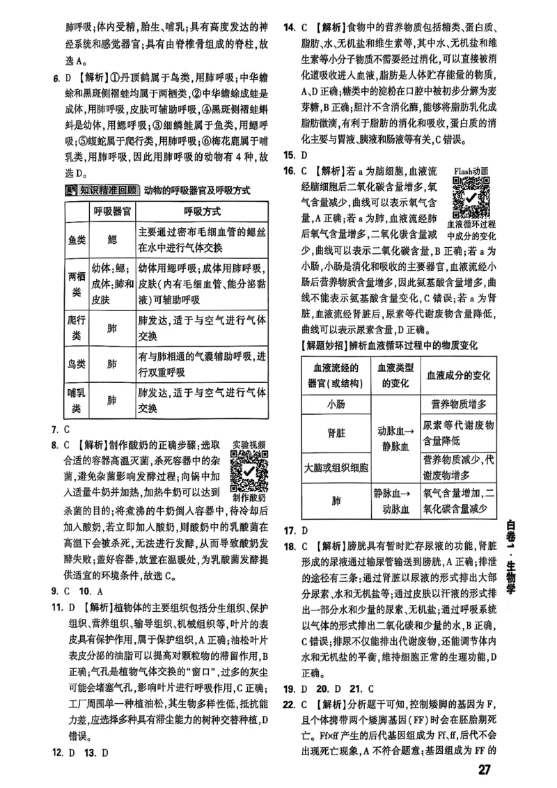 25年生物白卷答案_初中资料合集_万唯2025万唯中考《黑白卷-地生》多地版本（已更12省）_2025《万唯中考&bull;黑白卷》地生（河北）