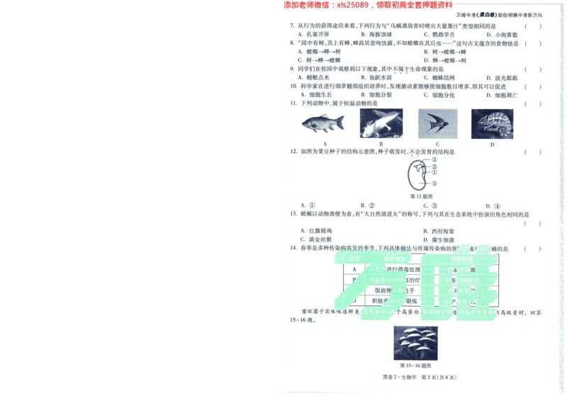 A42025版WW黑白卷生物黑卷_初中资料合集_万唯2025万唯中考《黑白卷-地生》多地版本（已更12省）_2025《万唯中考&bull;黑白卷》地生（福建）_2025版《WW中考黑白卷》（FJ专版）生地