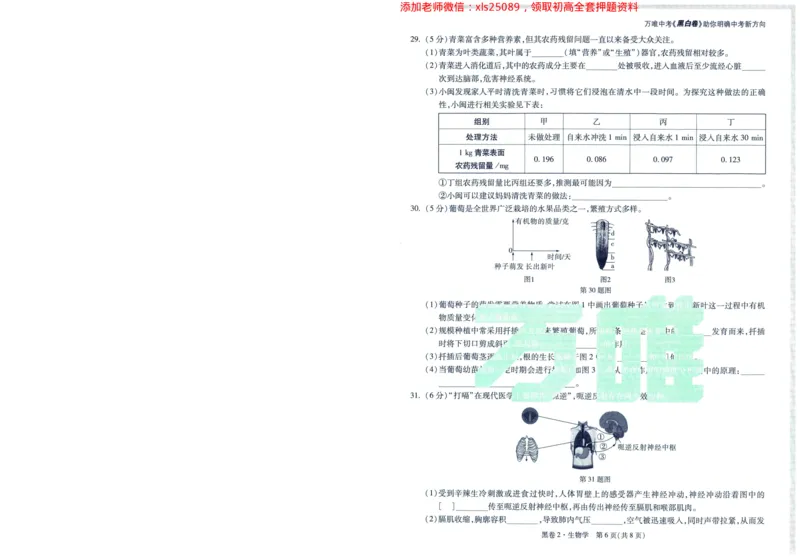 A42025版WW黑白卷生物黑卷_初中资料合集_万唯2025万唯中考《黑白卷-地生》多地版本（已更12省）_2025《万唯中考&bull;黑白卷》地生（福建）_2025版《WW中考黑白卷》（FJ专版）生地